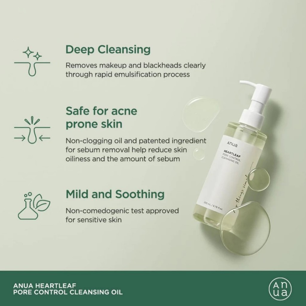 ANUA HEARTLEAF PORE CONTROL CLEANSING OIL 200ML, Ulei de Curățare și Demachiere 